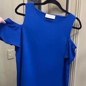 Amanda Uprichard Cobalt Blue Cold-Shoulder Shift Dress